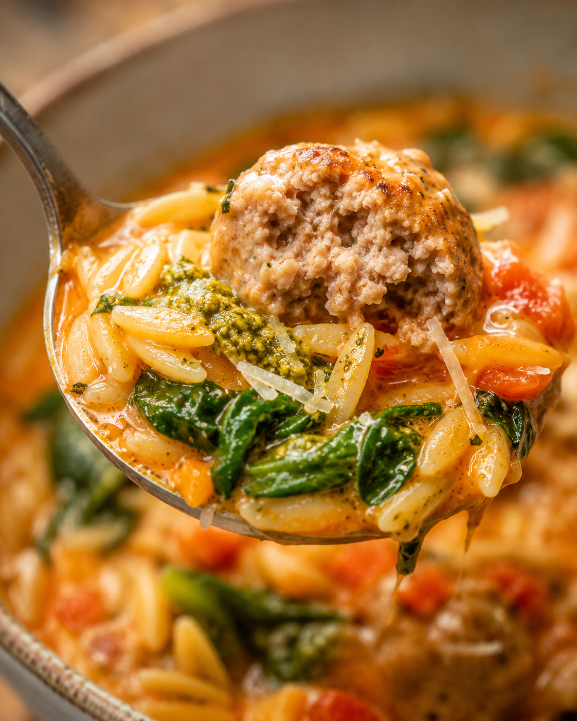 Generated image 3 for Creamy Tomato Orzo Soup with Mini Turkey Meatballs