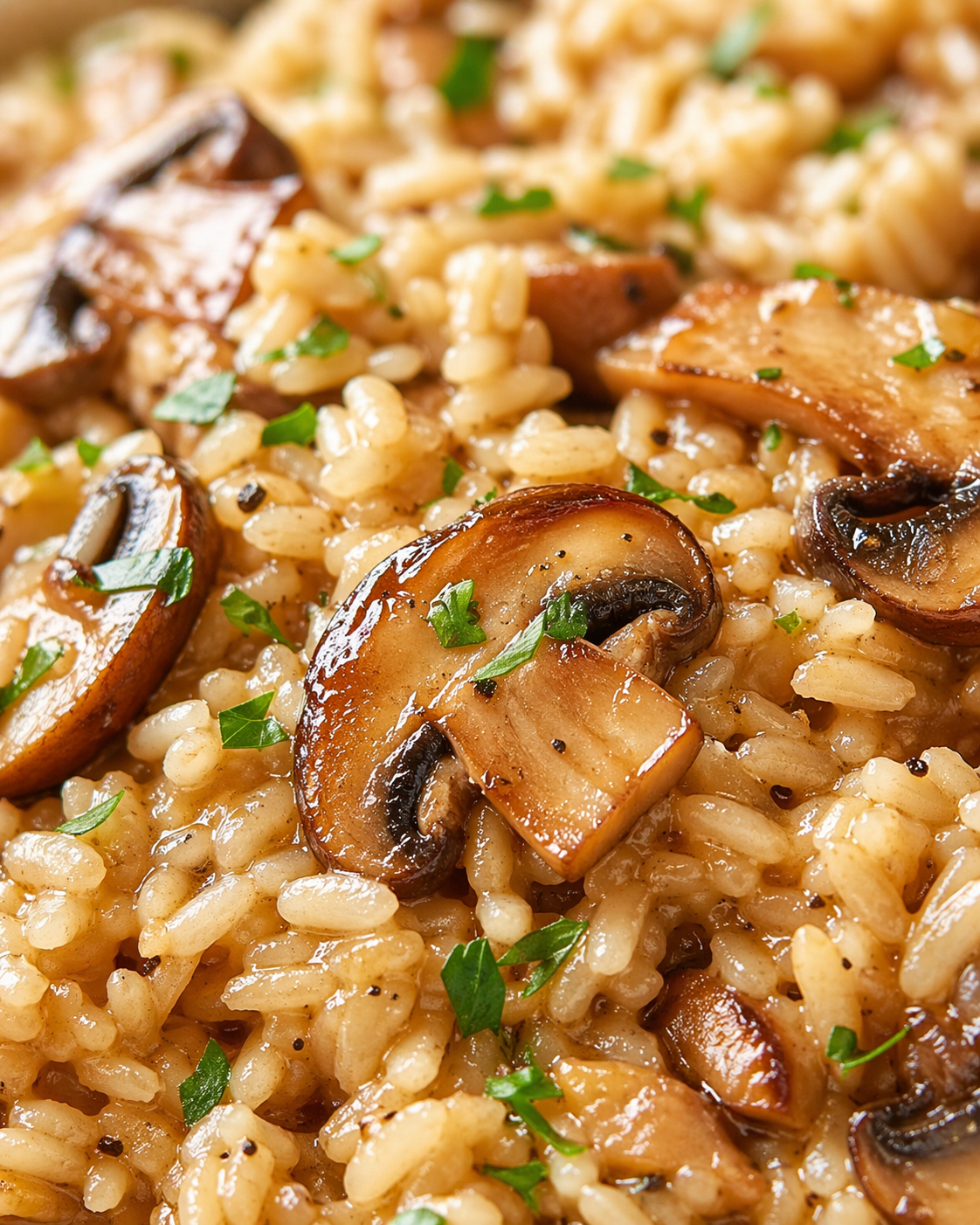 Tight detail shot of One-Pot Mushroom Rice: The Perfect Comfort Food highlighting texture