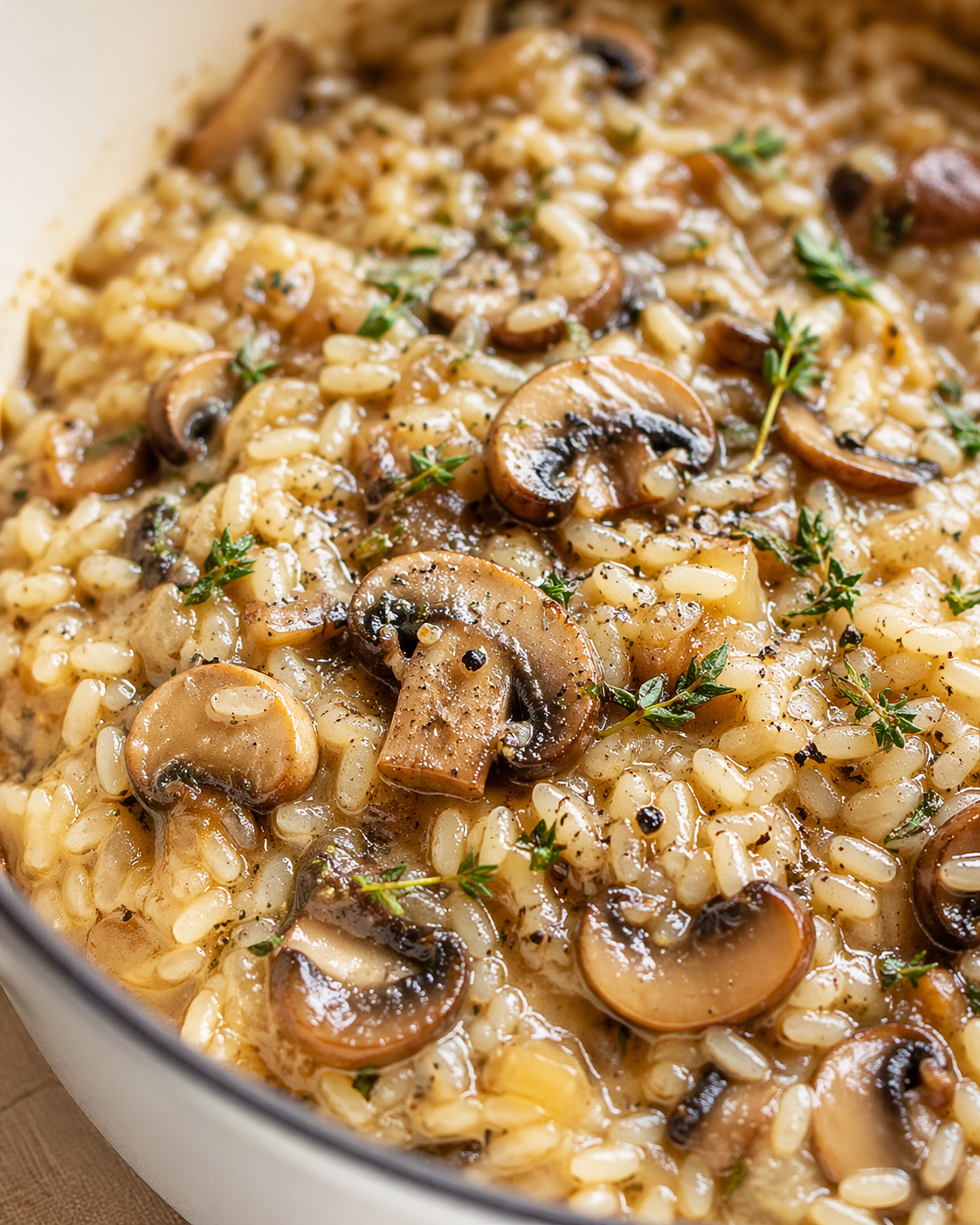 Final plated One-Pot Mushroom Rice: The Perfect Comfort Food served as a hero shot