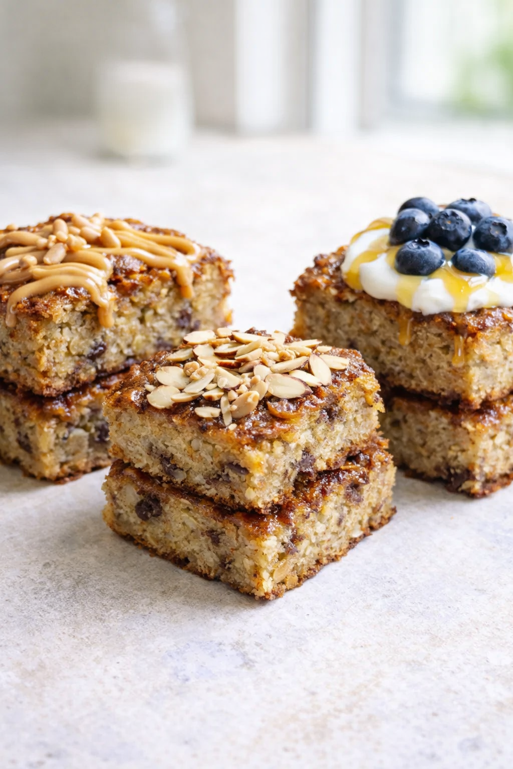 Variation ideas for Protein Banana Oat Breakfast Squares shown in a styled layout