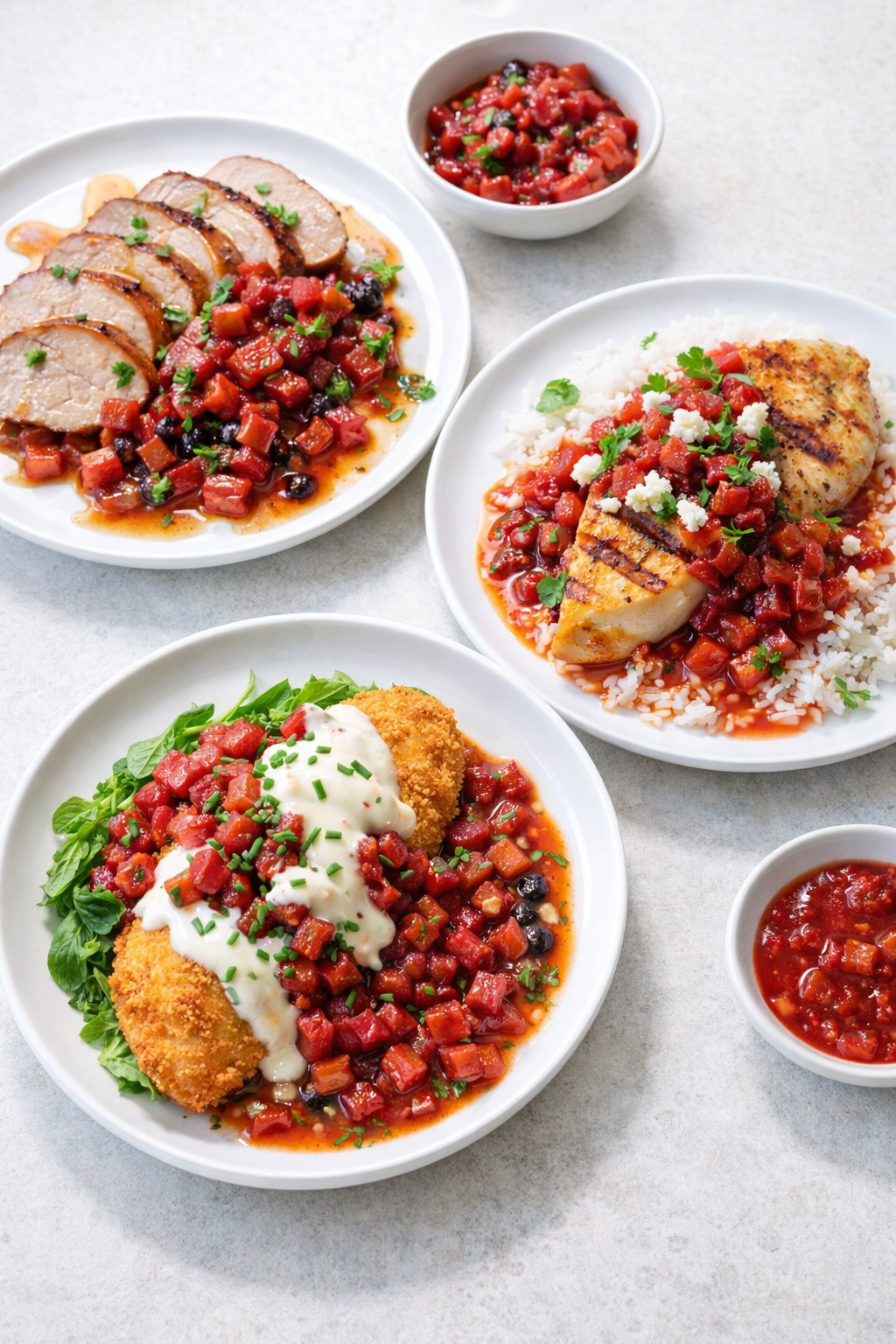 Variation ideas for Rhubarb Relish shown in a styled layout