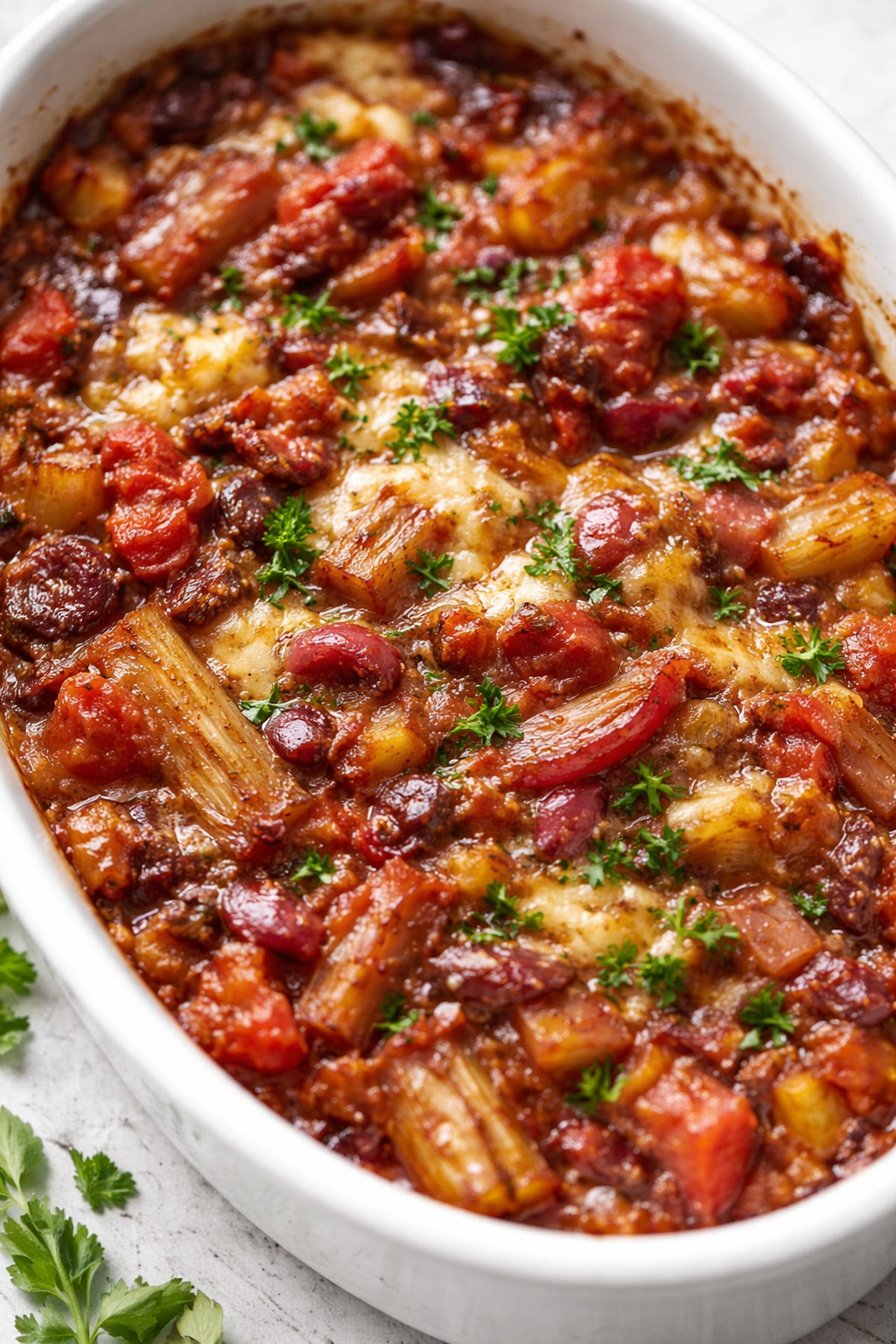Final plated Rhubarb Relish served as a hero shot